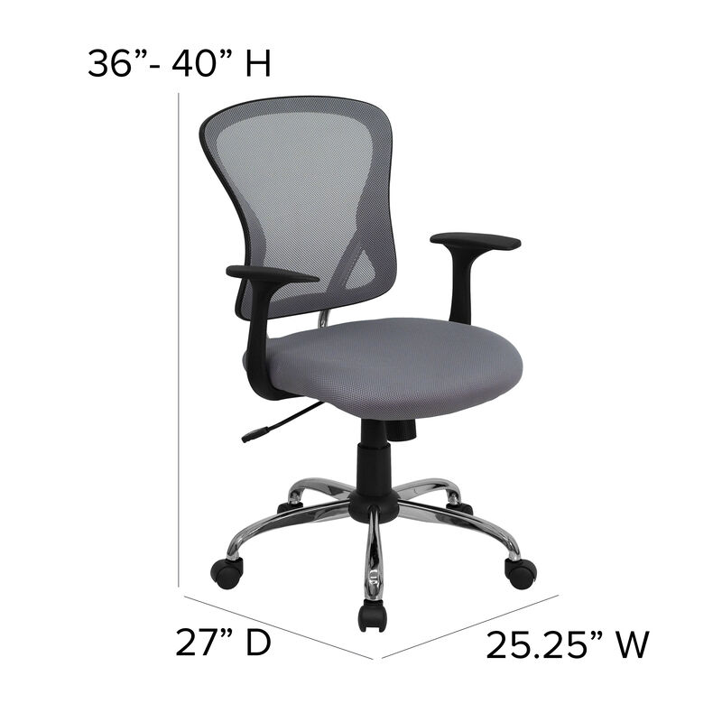 Alfred Mid-Back White Mesh Swivel Task Office Chair with Chrome Base and Arms image number 6