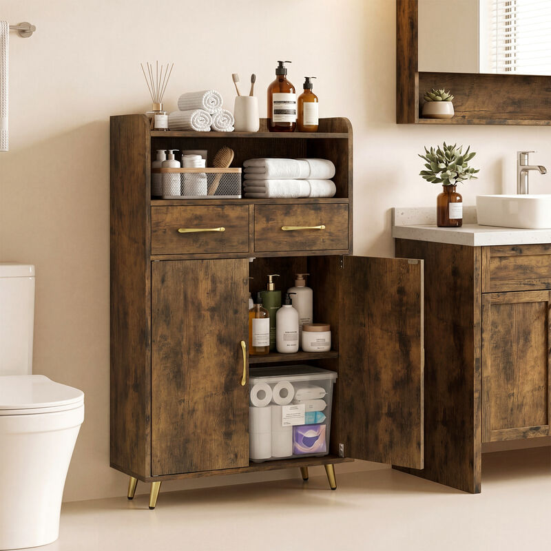 Bathroom Storage Cabinet with 2 Drawers and 2 Doors image number 3