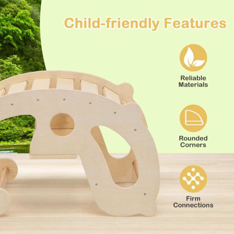 Hivvago 2-in-1 Rocking Horse Arch for Kids Montessori Climbing Toys with Arch Climber