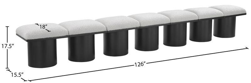 Meridian Furniture Pavilion Cream Boucle Fabric Bench