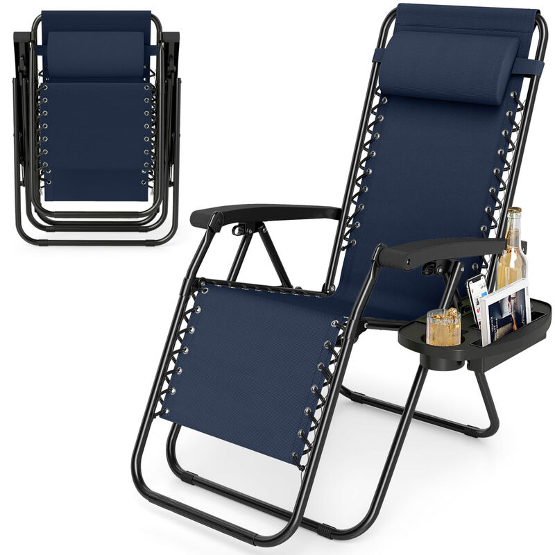 Outdoor Zero Gravity Chairs with Cup Holder and Adjustable Back image number 3