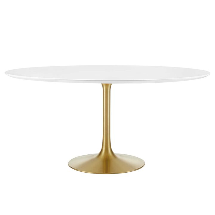 Modway - Lippa 60" Round Wood Dining Table Gold White
