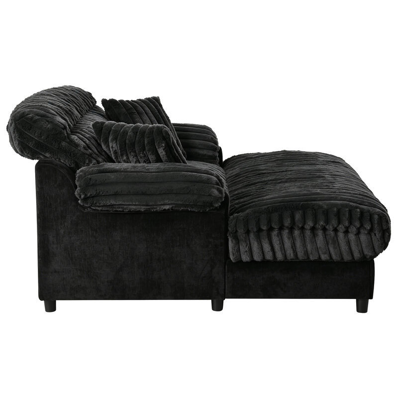 Whisen 62" Accent Chair with 2 Pillows, Faux Fur, Living Room image number 7