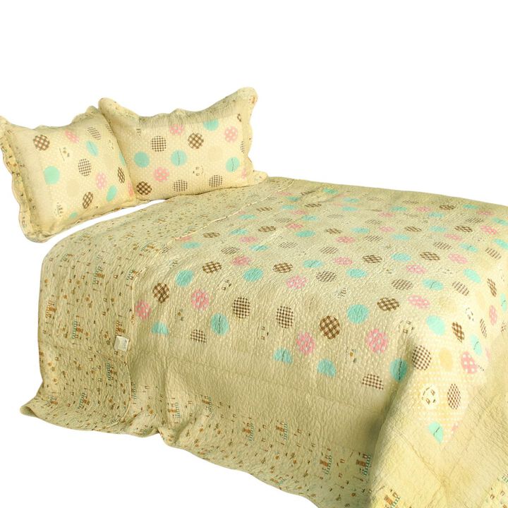 Vermicelli Quilted Cotton Printed Quilt Set Queen Size Corda Design Set