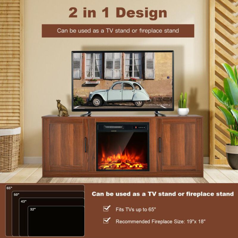 Hivvago 58 Inch TV Stand with 1500W Faux Fireplace for TVs up to 65 Inch