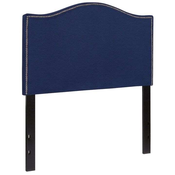Flash Furniture Upholstered Twin Size Headboard with Accent Nail Trim in Navy Fabric