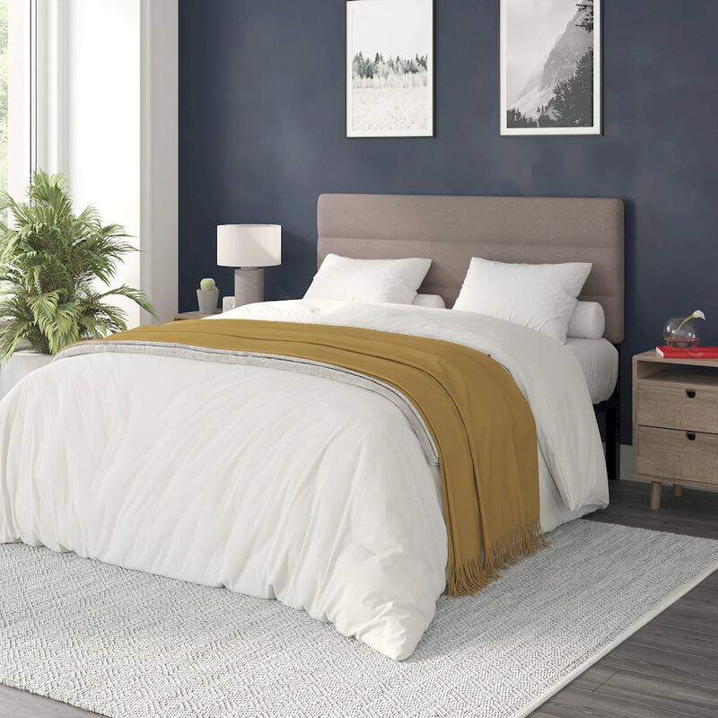 Flash Furniture Queen Channel Stitched Fabric Upholstered Headboard,  Taupe image number 5