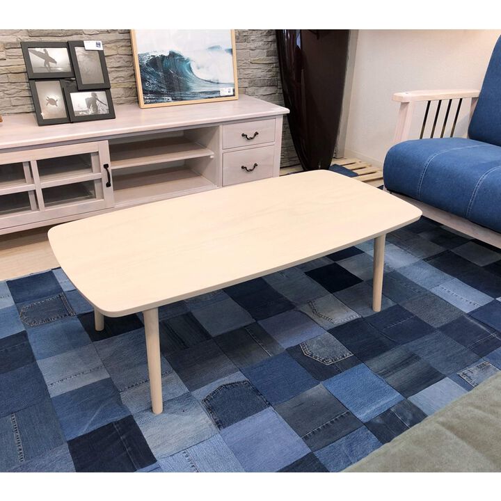 Folding Legs Table W41.3 x D20.5 x H13.8 Inches Natural White Ash and Rubber Wood Material Home and Living Coffee Table Whitewas