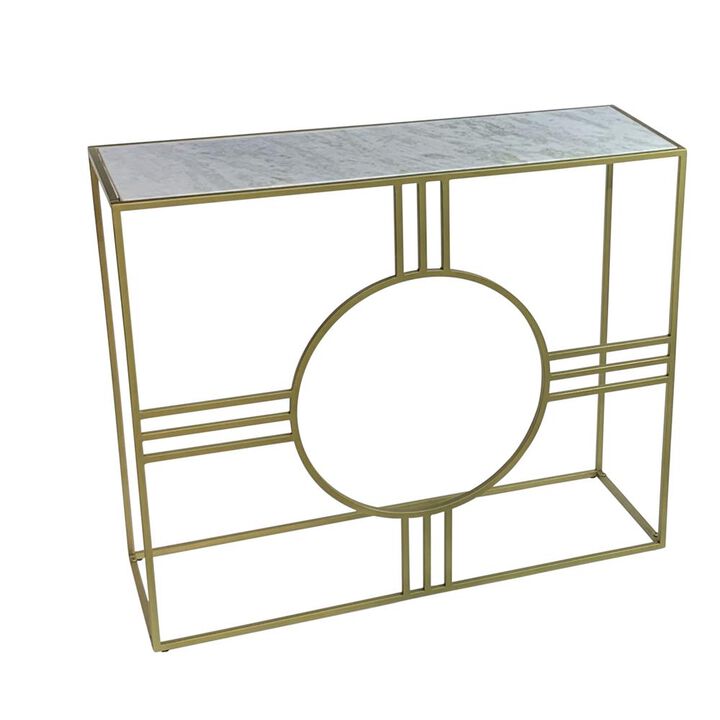 Carolina Living Marshall Console Table - White Marble - Antique Gold