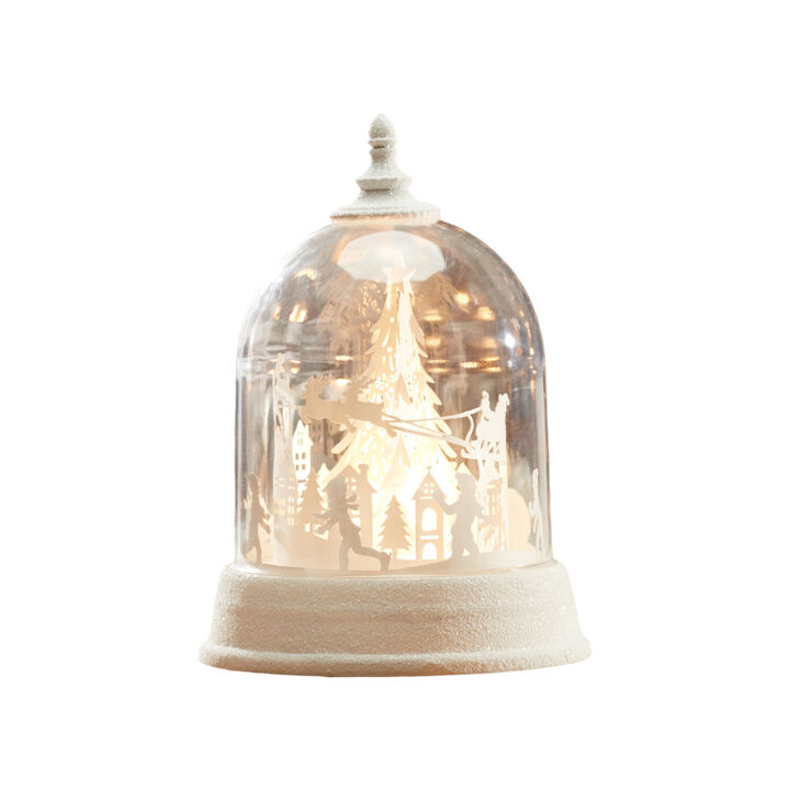 Lighted Rotating Snow Globe with Santa’s Sleigh – Christmas Tabletop Decoration with Swirling Glitter Display