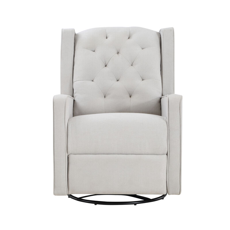 Milah Tufted Swivel Glider Recliner In Light Fabric