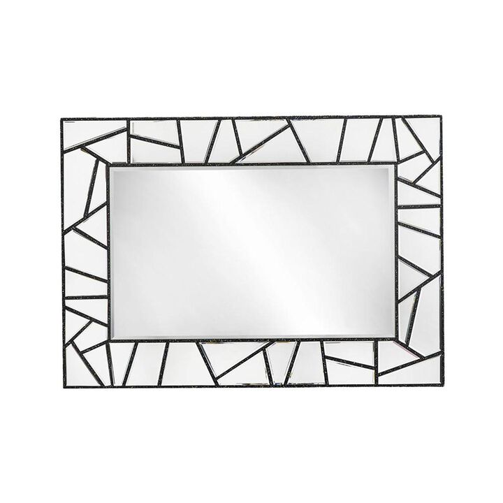 HomeRoots 28" Black Metal And Glass Mosaic Framed Accent Mirror