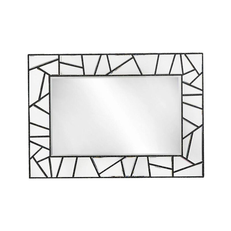HomeRoots 28" Black Metal And Glass Mosaic Framed Accent Mirror image number 0