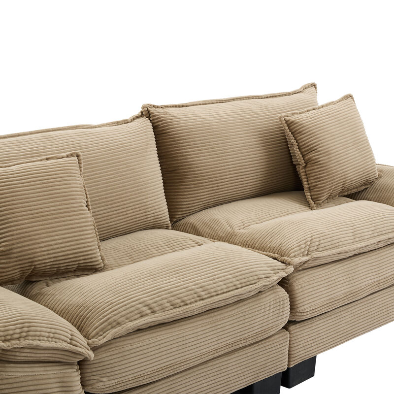 Merax Corduroy Sofa Loveseat Sofa with Pillows