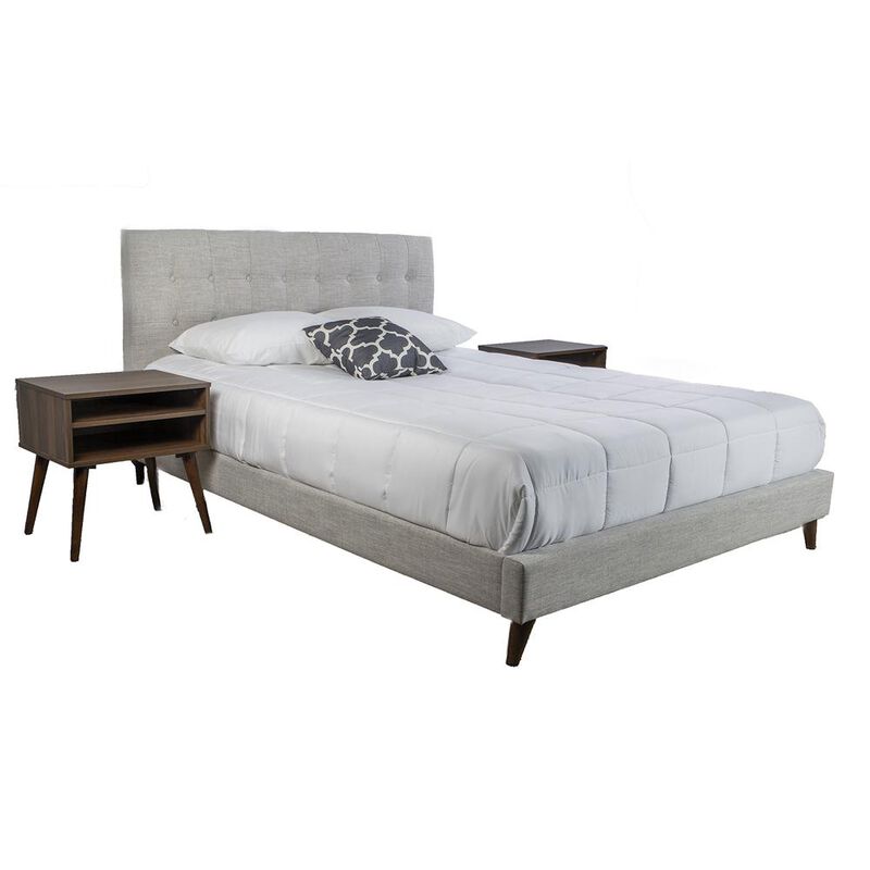Myla Upholstered Queen Bed In A Box W/ Nightstands