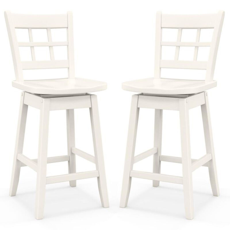 Hivvago Counter Height Barstools Set of 2 with 6-Grid Hollow Back and Seat