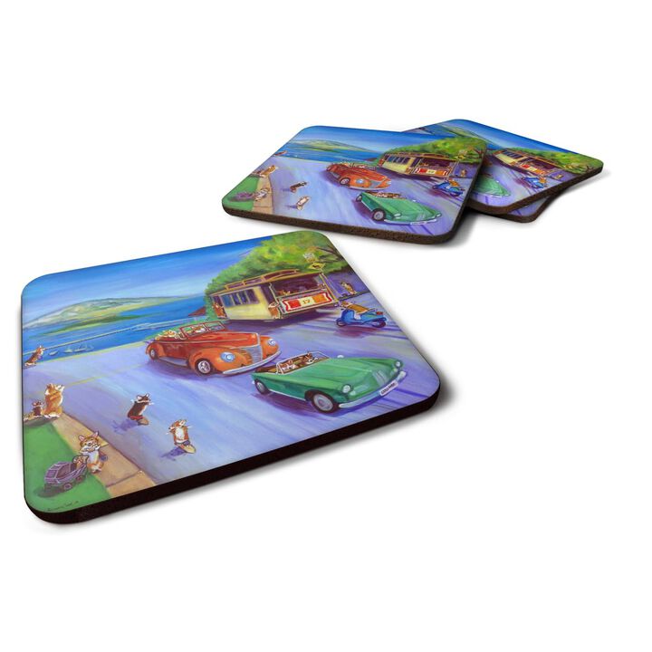 Caroline's Treasures 7436FC Corgi Hyde Park Foam Coasters (Set of 4), 3.5, Multicolor