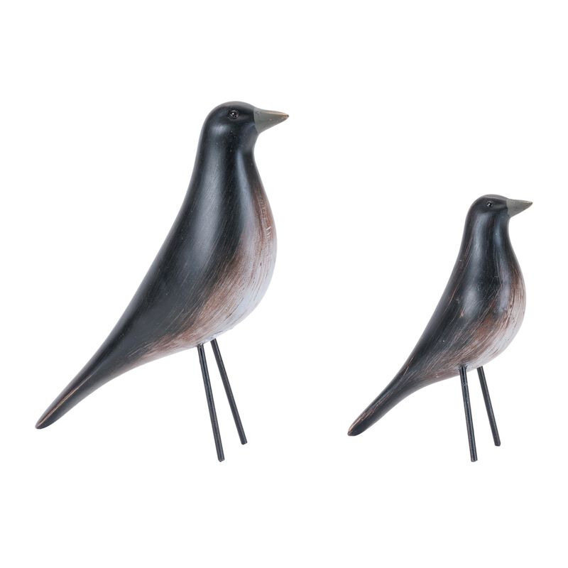 Set of 2 Modern Bird Figurines for Shelf, Mantel