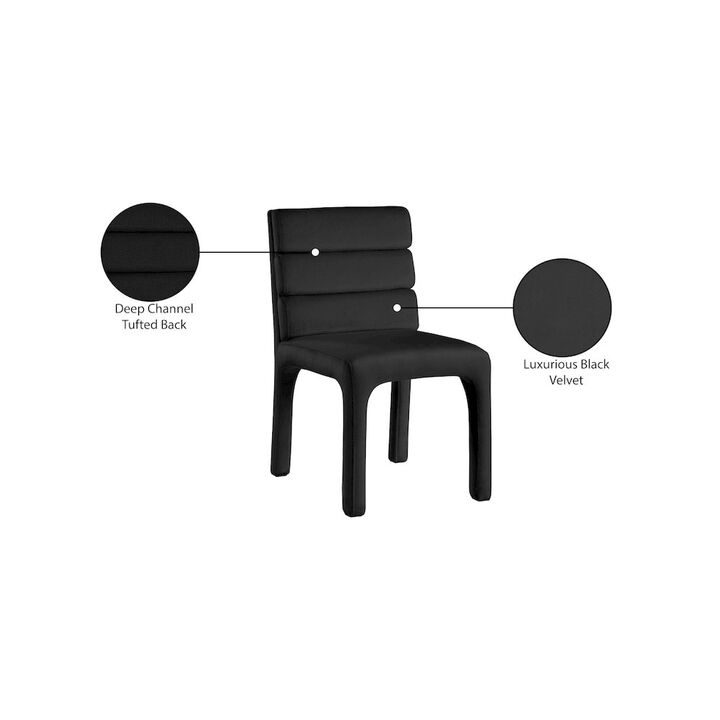 Meridian Furniture Kai Black Velvet Dining Chair, Set of 2