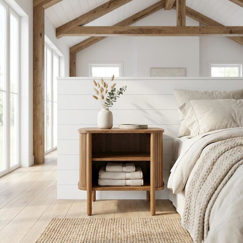 Nightstand with Open Storage in Black, for Bedroom Living Space image number 3