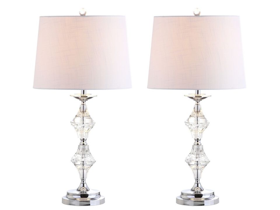 Madison 27.5" Crystal LED Table Lamp, Clear/Chrome (Set of 2)