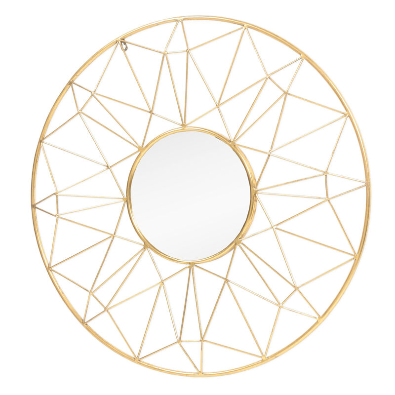 HomeRoots 32" Gold Metal Round Accent Mirror image number 3