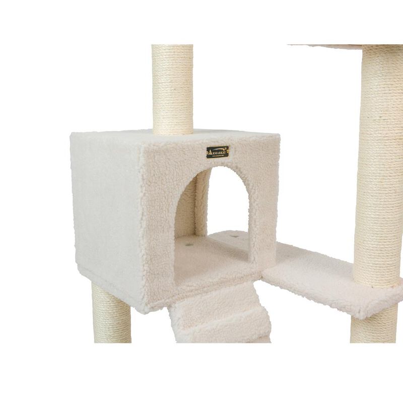 Armarkat Ivory Fleece Covered 53 High Real Wood Cat Tree