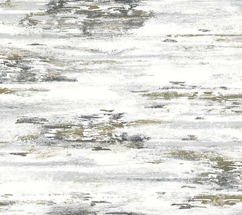 Birch Bark Texture Black & Gold Wallpaper image number 0