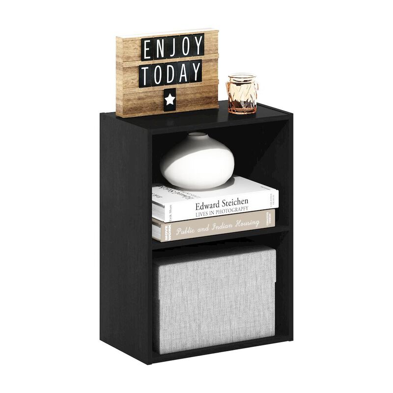 Furinno Luder 2-Tier Open Shelf Bookcase, Blackwood