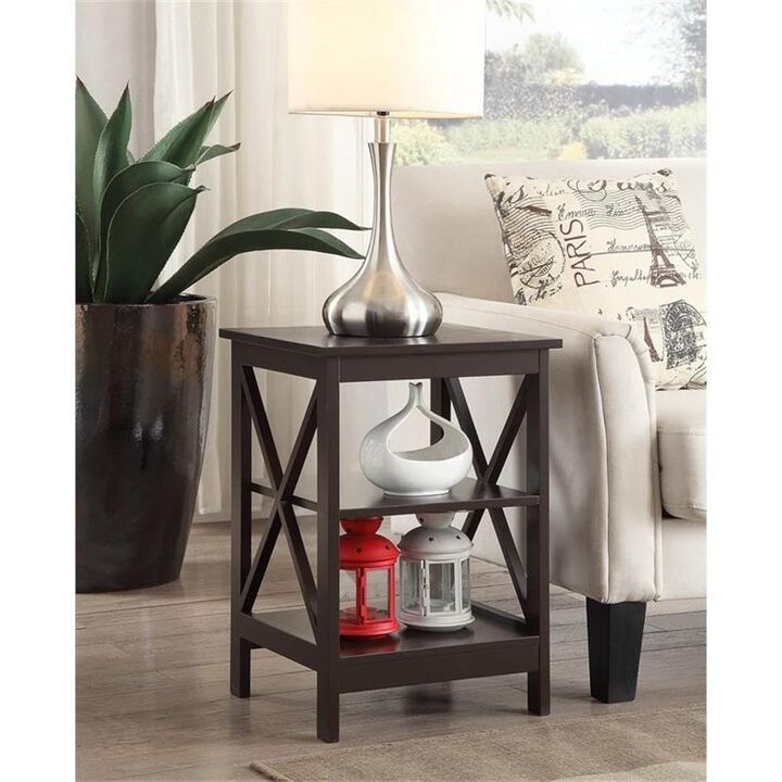 Convenience Concepts Oxford End Table 15.75"" - Modern Living Room Table with Storage Shelves, Transitional Nightstand Side Tabl