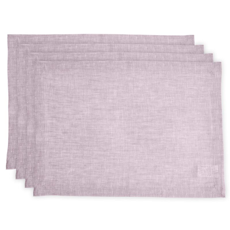 Solino Home Athena 100% Linen Placemats &ndash; Set of 4, 14 x 19 in, Machine Washable, Holiday and Everyday Dining