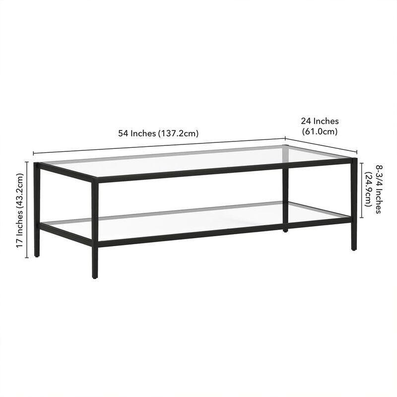Hudson&Canal Hera 54'' Wide Rectangular Coffee Table in Blackened Bronze