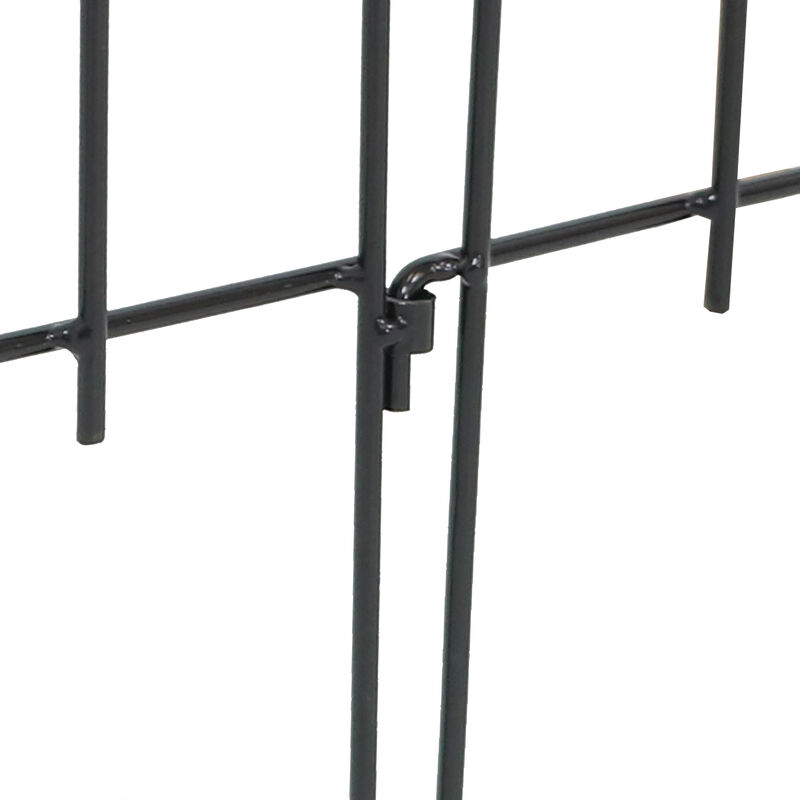 Sunnydaze 5-Piece Bayonne Steel Finial Garden Border Fencing - 8 ft - Black