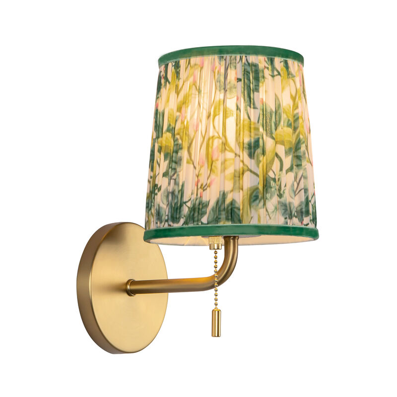 Scout 10-in Damp-Rated Wall/Vanity Light with Patterned Pleated Linen Shade image number 3