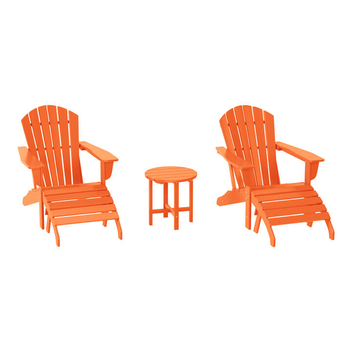 WestinTrends Outdoor Adirondack Chair With Ottoman And Side Table 5-Piece Set