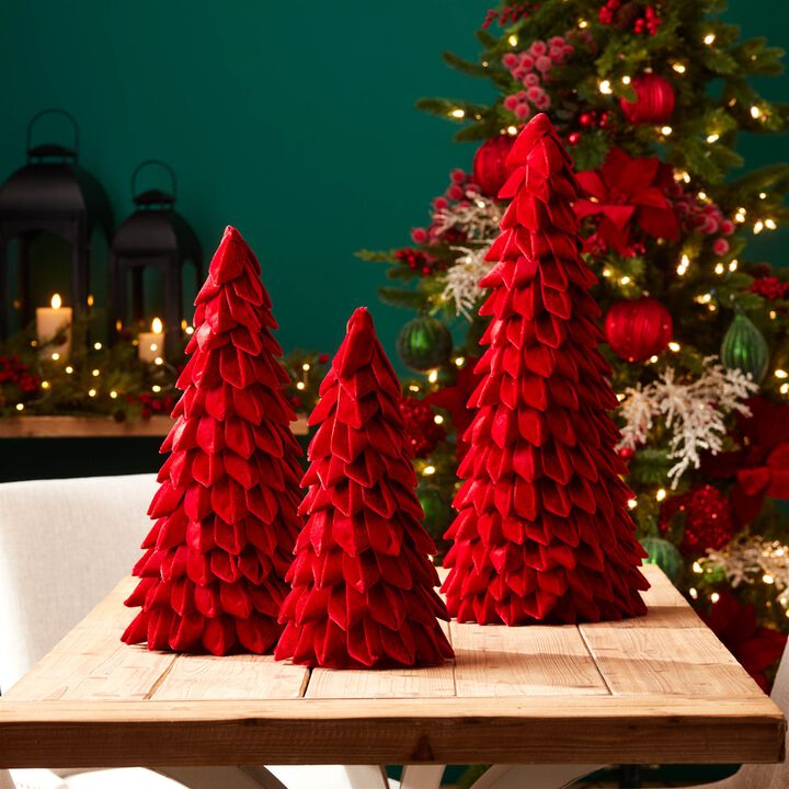 2-Pack Fabric Pine Tree Holiday Decor – Rustic Textile Christmas Trees for Cozy Seasonal Styling