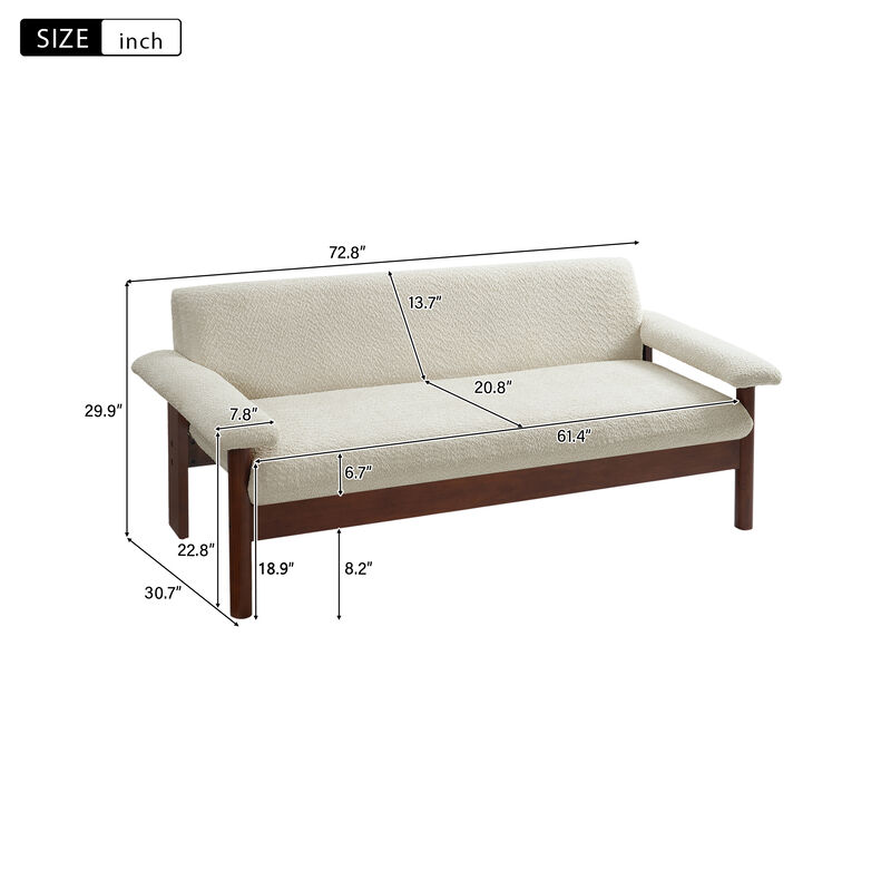 Merax Minimalist Berber Fleece 2-Seater Loveseat with Plush Arm Pillows & Full Rubberwood Frame image number 3