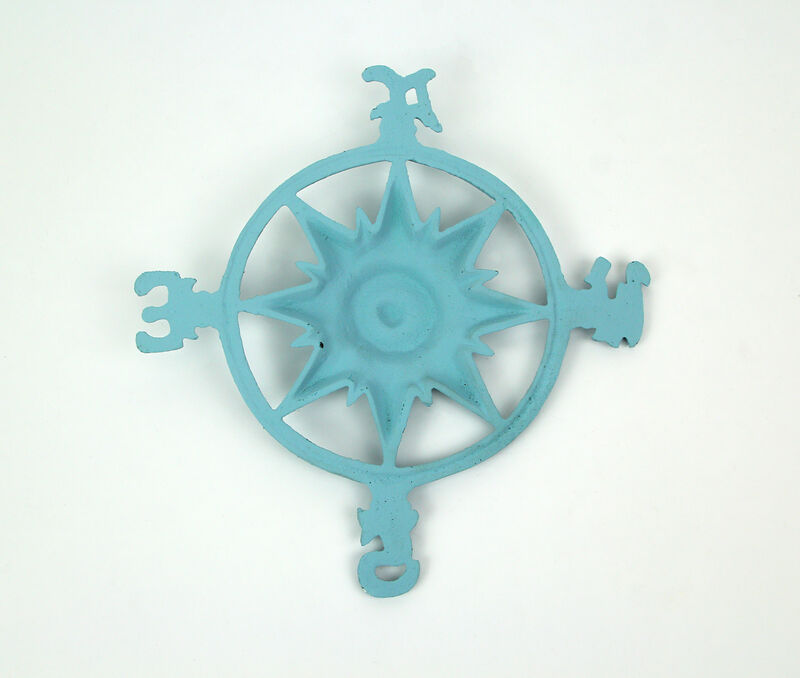 Weathered Blue Cast Iron Compass Rose Wall Hanging image number 2