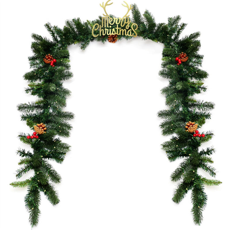 Pre-Lit Christmas Garland with Red Berries and Warm LED Lights image number 2