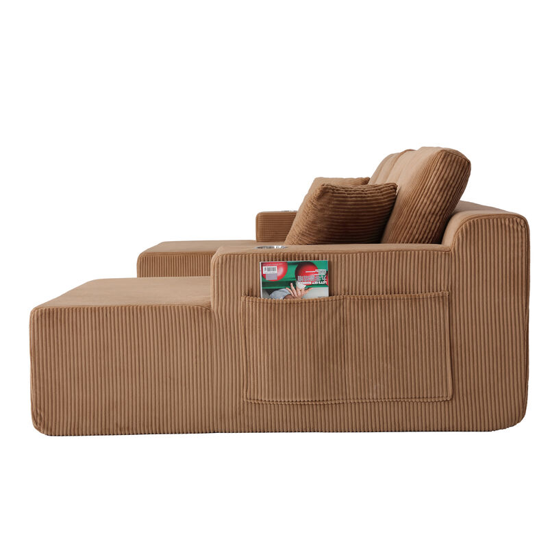 Cleblu 130" U-Shaped Modular Sectional Sofa image number 8