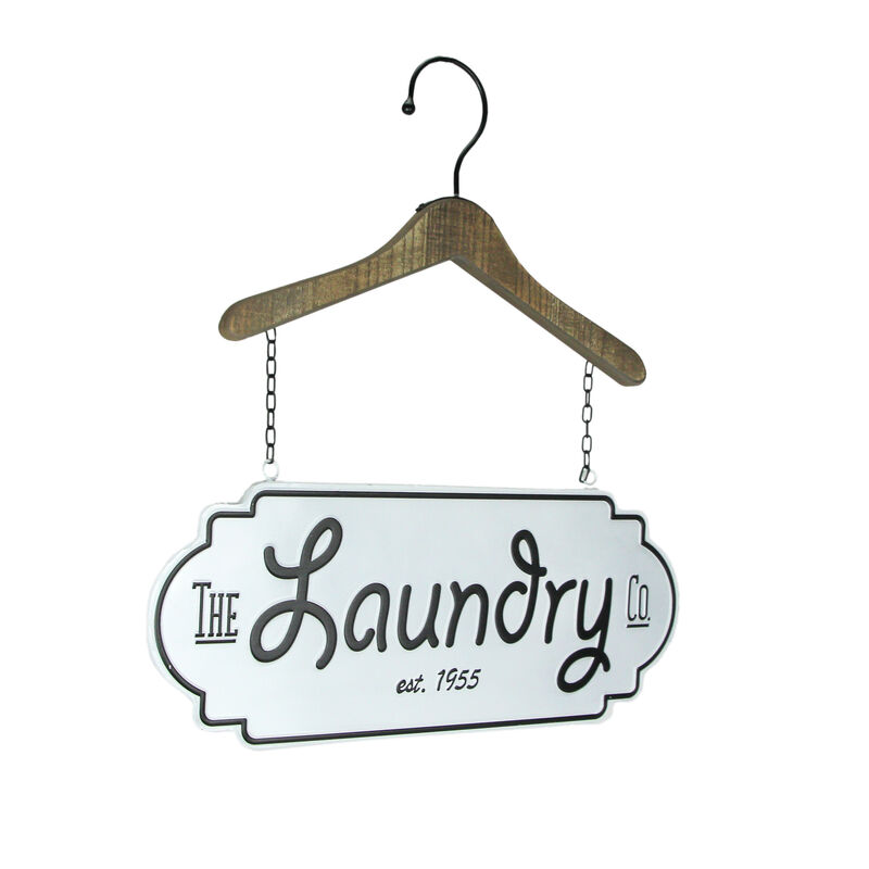 The Laundry Co. Vintage Look Hand Painted Metal and Wood Sign Wall Hanging image number 0