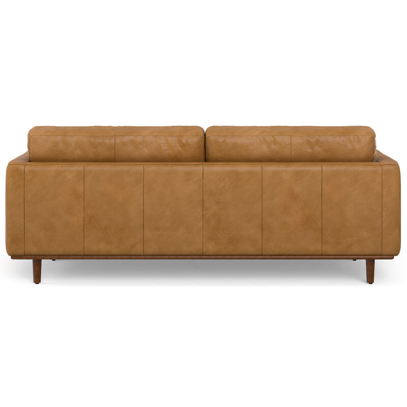 Morrison 89 inch Wide Mid-Century Modern Sofa in Sienna Top Grain Genuine Leather