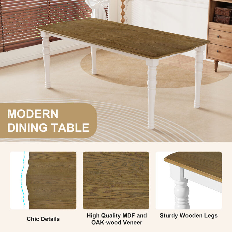 Merax 7-Piece Dining Table Set, 60inch to 78inch Extendable Wood Dining Table with Removable Leaf