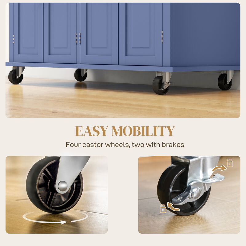 Hivvago Kitchen Island Cart on Wheels with Storage and Drawers image number 6