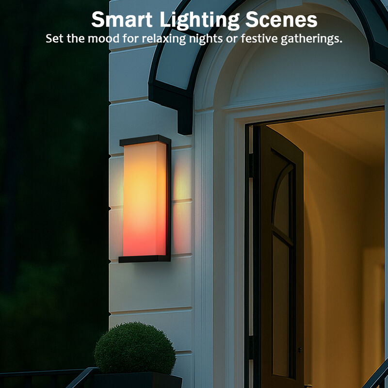H20" Smart RGB Outdoor Wall Light Modern Large Integrated LED Wall Sconce with Remote and App Control Weather-Resistant Cast image number 6