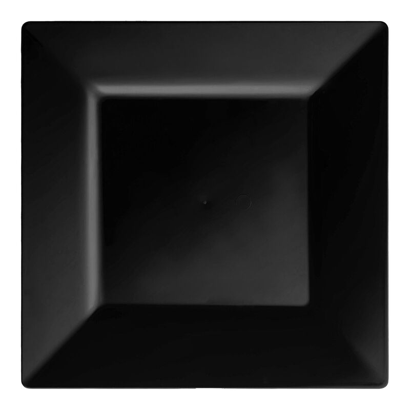 9.5" Black Square Plastic Dinner Plates (120 Plates) image number 0