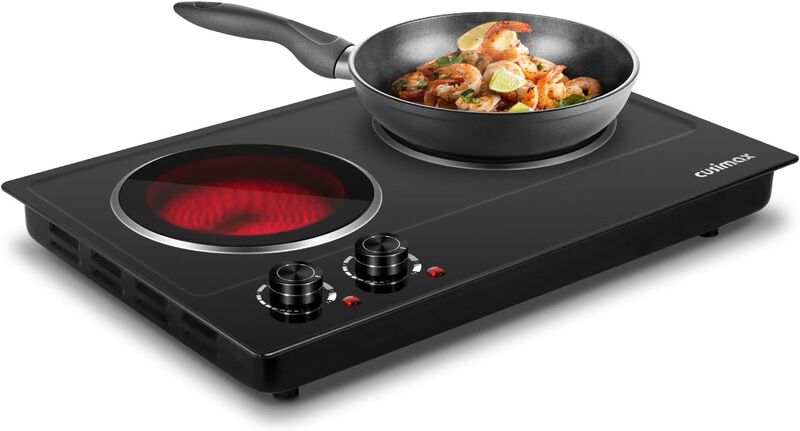 Cusimax 1800W Infrared Ceramic Electric Hot Plate for Cooking, Portable Countertop Burner Glass Heating Plate with 2 Knob Control image number 0