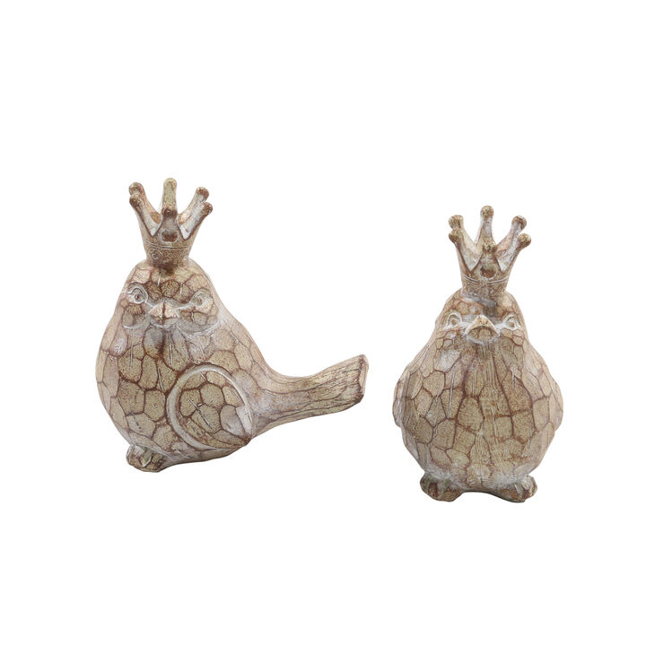 S/2 Resin Birds W/Crowns