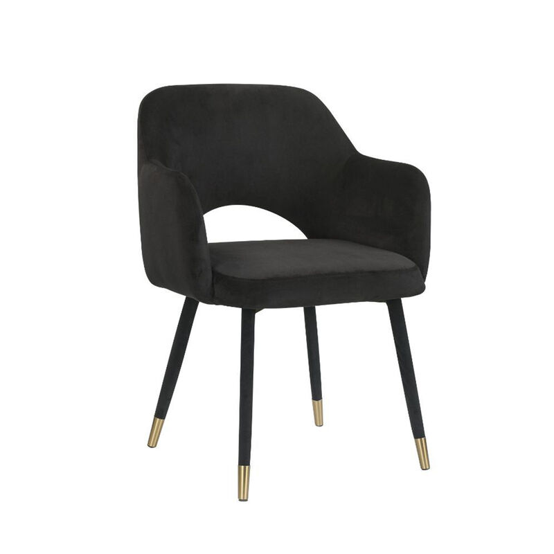 Black Velvet Accent Chair in Gold image number 0