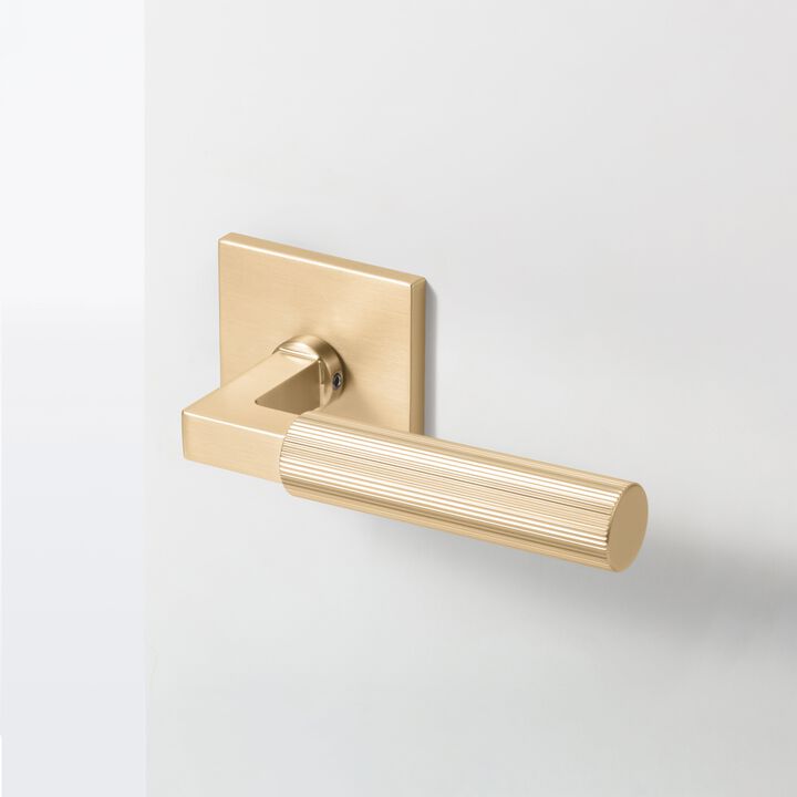 Mila Modern Linear Double Dummy Interior Door Handle with Square Rosette and Concealed Screws